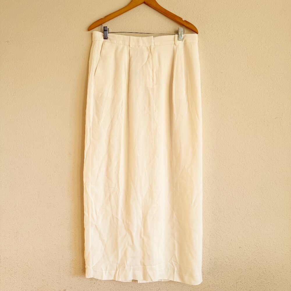J. Crew Trouser Ivory Maxi Skirt Size 12 - Picture 2 of 6